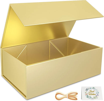 Black Gift Box, 9.5x6x3 Inch Gift boxes for Presents with Lids Magnetic Closure Rectangle Collapsible for Groomsman Proposal Box, Wedding, Christmas, Halloween, Birthday Gifts Packging