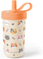 Kids Stainless Steel Tumbler with Silicone Straw 14oz, Cat Insulated Drinking Cup for Children, Girls, Boys for Back to School, Birthday