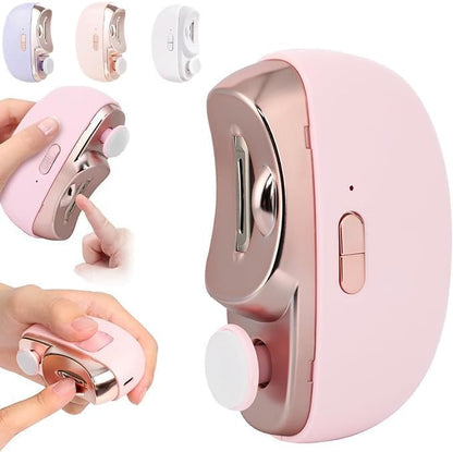 Automatic 3 in 1 Electric Nail Clipper with Polishing, Safe and Convenient Nail Trimmer, 2 Adjustable Speeds Electric Toe Nail Clippers Nail Cutter with Light for Seniors Kids Adults (Purple)