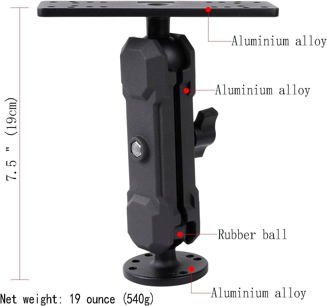 Leenconghui Aluminum Alloy Fish Finder Mount with C Size 1.5"" / 38mm Ball, 5.9"" Arm Marine Electronic Mount Compatible with Garmin,Humminbird, Lowrance and More, BM-72