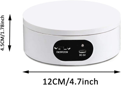 Motorized Rotating Display Stand, Electric 360 Degree Automatic Mute Rotating Turntable for Photography Products and Shows. Tumbler Cup Making Supplies Spinner, Watch,3d Models, Collectibles, 4.7" USB