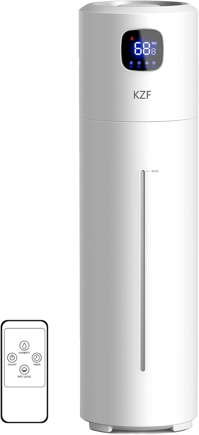 9L Large Cool Mist Humidifier for Bedroom – Quiet Ultrasonic Top-Fill Humidifier with Essential Oil Diffuser, 360° Nozzle, 25W Rapid Humidification for Large Rooms (White) - PuriLite