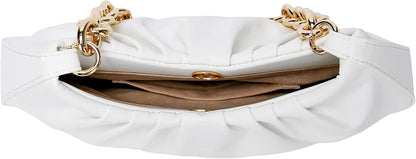 JOLLQUE Shoulder Bag for Women,Small Leather Handbag Purse,Gold Chain Evening Clutch