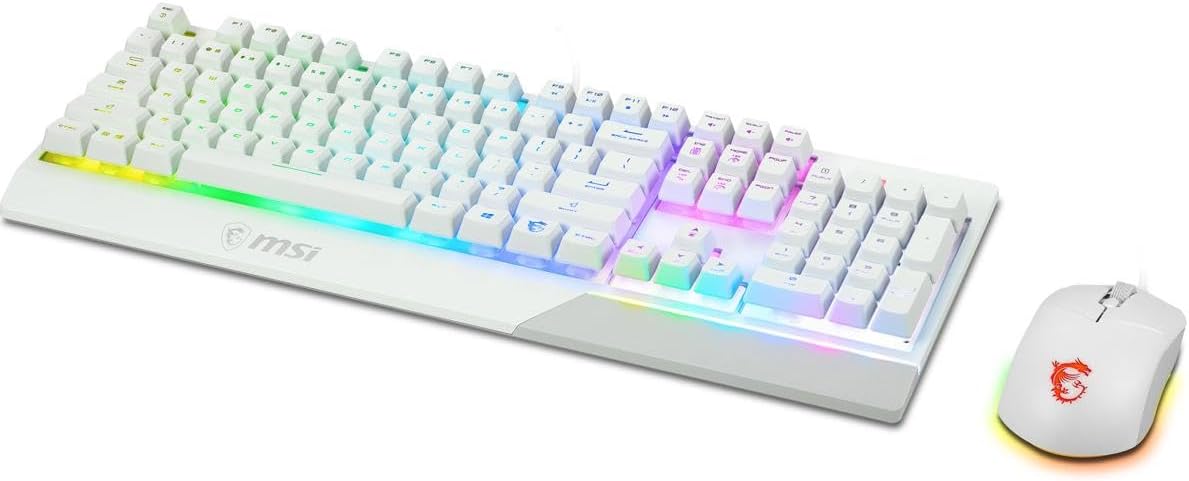 MSI Vigor Backlit RGB Dedicated Hotkeys Anti-Ghosting Mechanical Feel Gaming Keyboard & Gaming Mouse Combo (Vigor GK30 Combo White US)