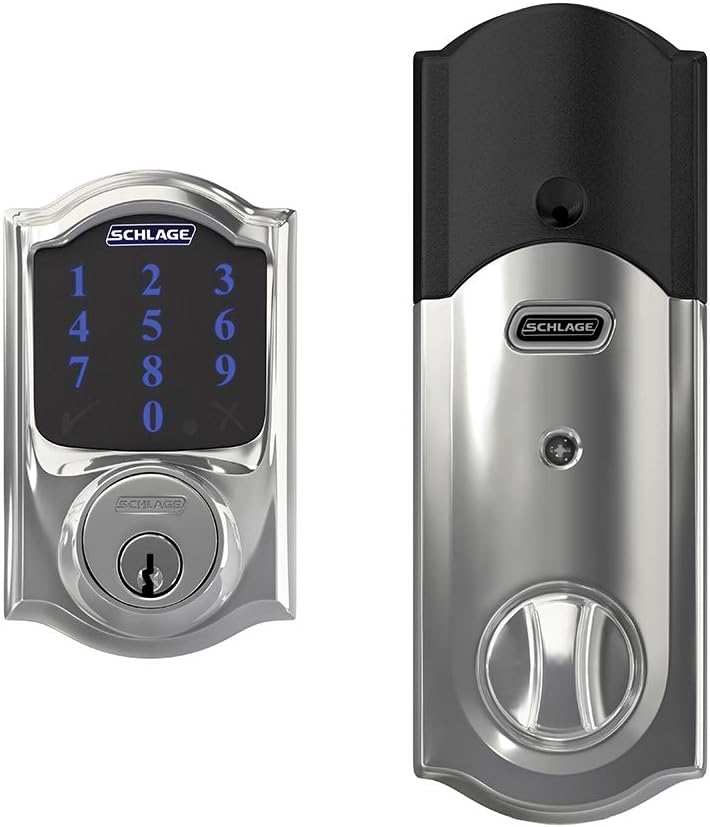 Schlage BE469ZP CAM 622 Connect Smart Deadbolt with Alarm with Camelot Trim in Matte Black, Z-Wave Plus Enabled