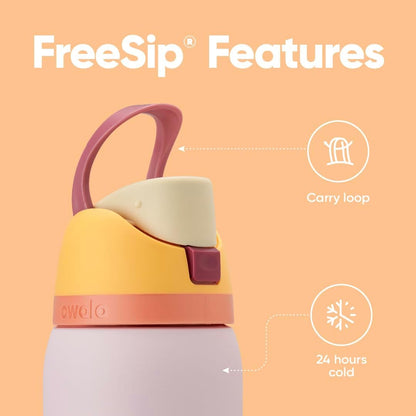 Owala Kids FreeSip Insulated Stainless Steel Water Bottle with Straw, BPA-Free Sports Water Bottle, Great for Travel, 16 oz, Celestial Sphere