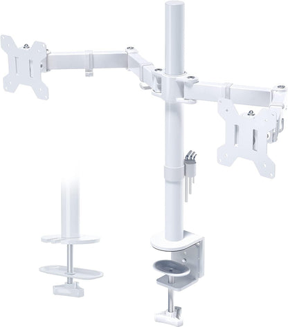 BONTEC Dual Monitor Arm for 13-32 inch LCD LED PC Screens, Height Adjustable 360° Rotation, 90° Tilt and Swivel, 22 lb per Arm, Desk Clamp or Grommet Mount, Cable Management,Black