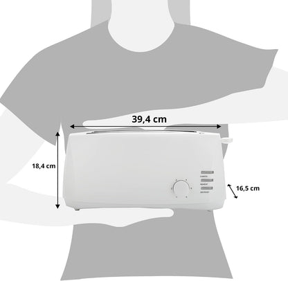 Maxi-Matic ECT-4829 Grille-pain long Cool Touch 4 tranches avec fentes extra larges de 3,2 cm pour bagels, gaufres et pains sp�ciaux, CANCEL, r�chauffer, d�congeler 6 r�glages d'ombre, blanc