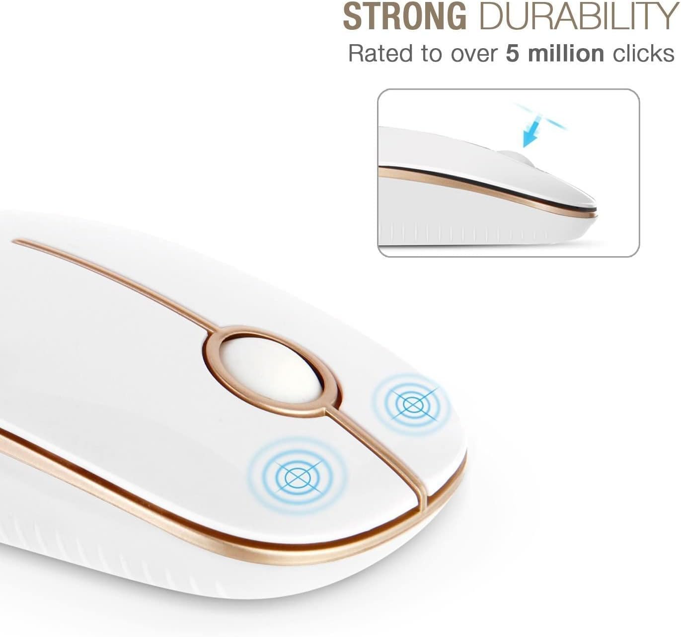 Wireless Mouse, Vssoplor 2.4G Slim Portable Computer Mice with Nano Receiver for Notebook, PC, Laptop, Computer-Black and Silver