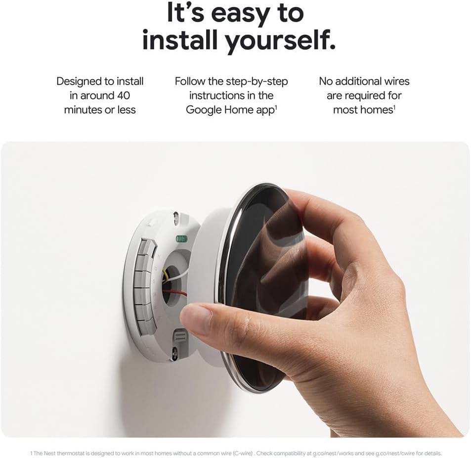 Google Nest Learning Thermostat (4th Gen) with Nest Temperature Sensor (2nd Gen) - Energy Saving Smart Thermostat with Adaptive Eco - Works with Alexa and Google Home App - Polished Obsidian