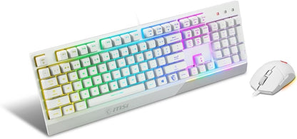 MSI Vigor Backlit RGB Dedicated Hotkeys Anti-Ghosting Mechanical Feel Gaming Keyboard & Gaming Mouse Combo (Vigor GK30 Combo White US)