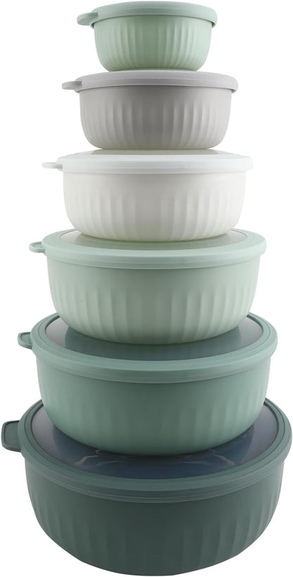 COOK WITH COLOR Prep Bowls with Lids- 8 Piece Nesting Plastic Small Mixing Bowl Set with Lids (Teal Ombre)