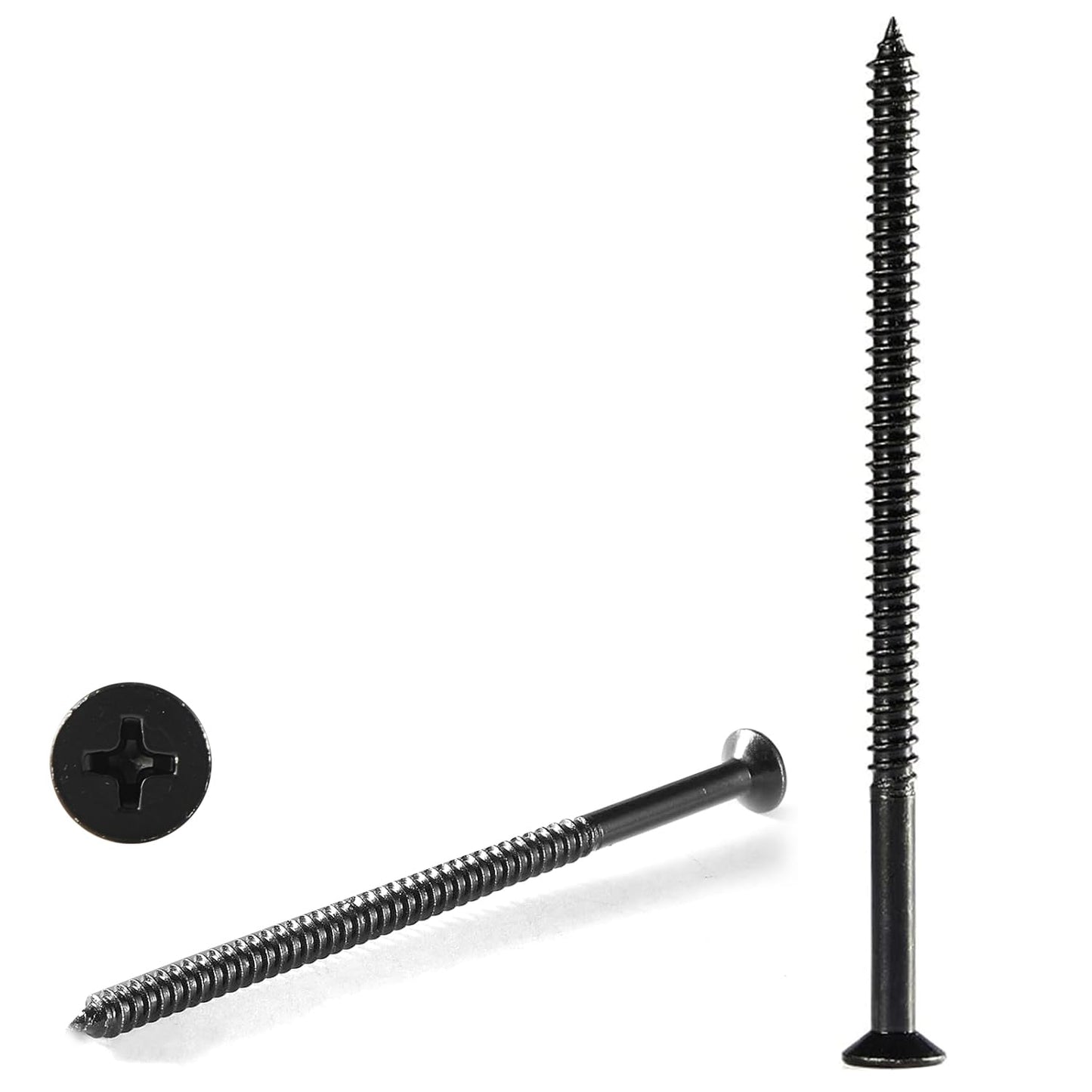 GOHODOMINO #4 x 1/2" Wood Screw 100Pcs, Stainless Steel 304 (18-8) Screws Flat Head Phillips Fast Self Tapping Drywall Screws Black Oxide