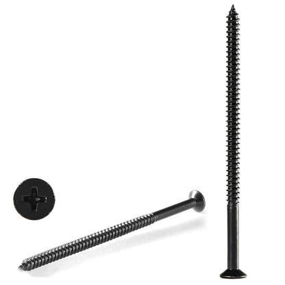 GOHODOMINO #4 x 1/2" Wood Screw 100Pcs, Stainless Steel 304 (18-8) Screws Flat Head Phillips Fast Self Tapping Drywall Screws Black Oxide