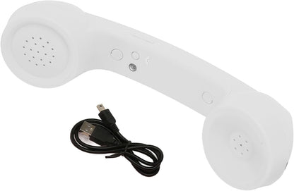 Qiilu Retro Telephone Handset for Mobile Phones - Rechargeable Radiation Proof Handset Receiver with USB Charging (Red)