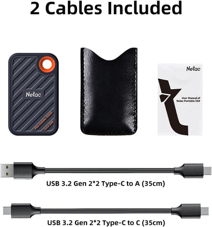 Netac 512GB Extreme Portable SSD External Solid State Drives Up to 2000MB/s Read 1700MB/s Write Speed, USB 3.2 Gen.2 Business Travel Essential, ZX20