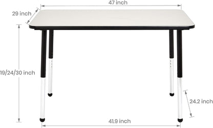 Amazon Basics Adjustable Rectangular Classroom Activity Table, Writing Desk, Adjustable Height 19-30 Inch, Grey Top/Black Edge, 47" W x 29" L x 30" H