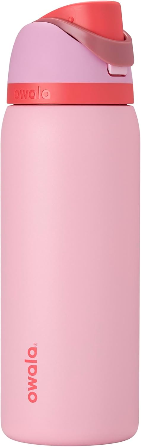 Owala FreeSip Insulated Stainless Steel Water Bottle with Straw for Sports and Travel, BPA-Free, 24-oz, Very, Very Dark