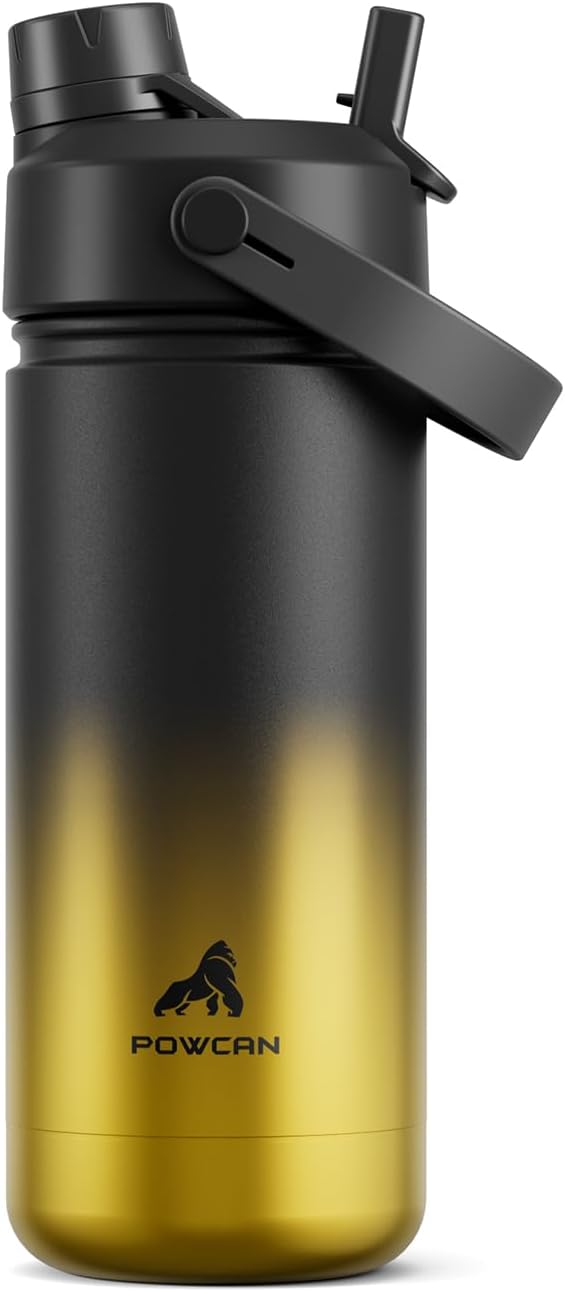 POWCAN 26 oz Insulated Water Bottle with 2-in-1 Straw and Spout Lid, Keep Cold 24H, Leak-Proof, Fits in Car Cup Holder, Stainless Steel Water Bottle for Sports, Travel, and School (Cotton Candy)