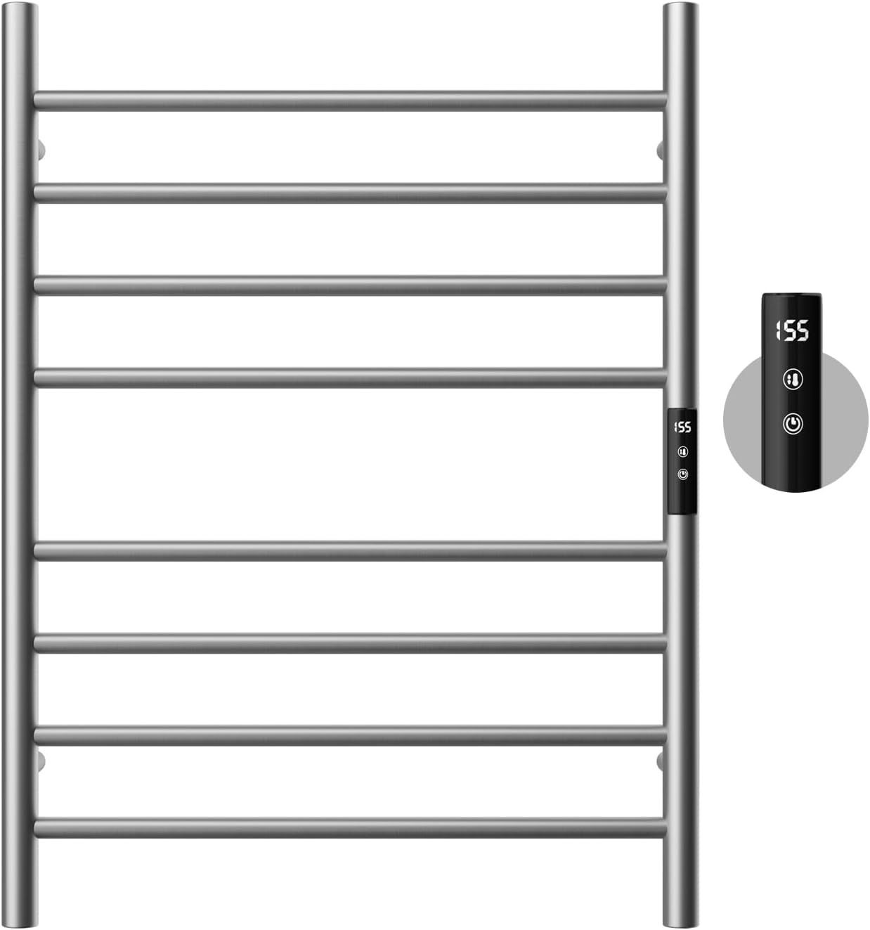 POPFLY Heated Towel Rack, Wall Mounted Electric Hot Towel Warmer, 4-Bar 304 Stainless Steel Small Heated Towel Warmer Rack for Bathroom with Timer and Temperature Control, Brushed