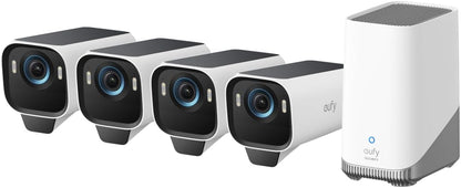 eufy Security eufyCam S3 Pro 4-Cam Kit, Solar Camera Outdoor Wireless, MaxColor Night Vision, 4K Security Camera with Solar Panel, Face Recognition AI, Expandable Local Storage, No Monthly Fee