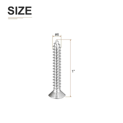 DTGN 100Pcs #6x1/2 Flat Head Wood Screws, 304 Stainless Steel Phillips Self Tapping Screws - Good for Woodworking, Furniture - Silver