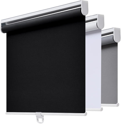 AOSKY Cordless Roller Shades Blackout Blinds for Windows Room Darkening Rolled Up Shades with Spring System, UV Protection Window Shades Door Blinds for Home 97W x 183H cm (38" W x 72" H),Black