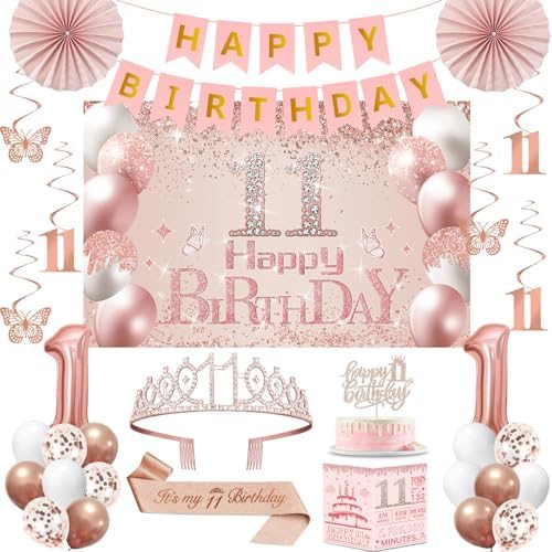 40th Birthday Decorations for Women,32pcs 40th Birthday Party Decorations,Including Backdrop, Crown,Sash,banner, Hanging Swirl,Cake Topper,balloons,Paper Fans,Anniversary Card and paper fans