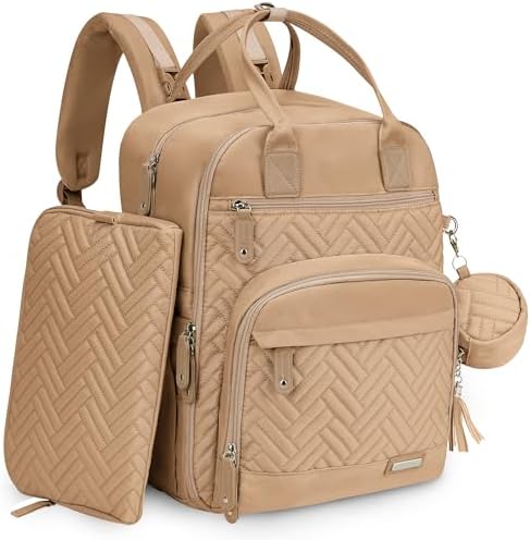 Diaper Bag Backpack, iniuniu Large Baby Bags with Diaper Pouch, Washable Changing Pad, Pacifier Case and Stroller Straps