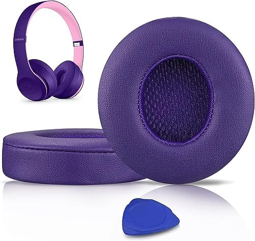 SoloWIT® Ear Pads Cushions Replacement, Earpads for Beats Solo 2 & Solo 3 Wireless On-Ear Headphones with Soft Protein Leather, Stronger Adhesive, Noise Isolation Memory Foam - Black