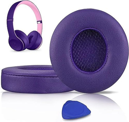 SoloWIT® Ear Pads Cushions Replacement, Earpads for Beats Solo 2 & Solo 3 Wireless On-Ear Headphones with Soft Protein Leather, Stronger Adhesive, Noise Isolation Memory Foam - Black