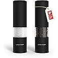 LARS NYSØM Salt and Pepper Grinder Set I Salt and Pepper Mills with Adjustable Ceramic Grinder 2 Pieces I Manual Design Spice Mill Set (Carbon Black)