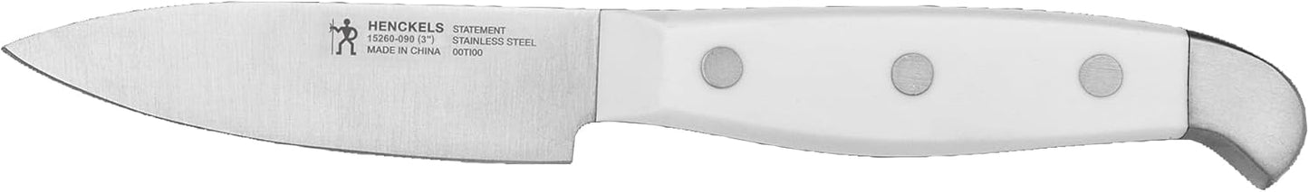 HENCKELS Statement 15Piece White-Handled Knife Block Set with Shears, Sharpening Steel - Dishwasher Safe, Ergonomic Handle