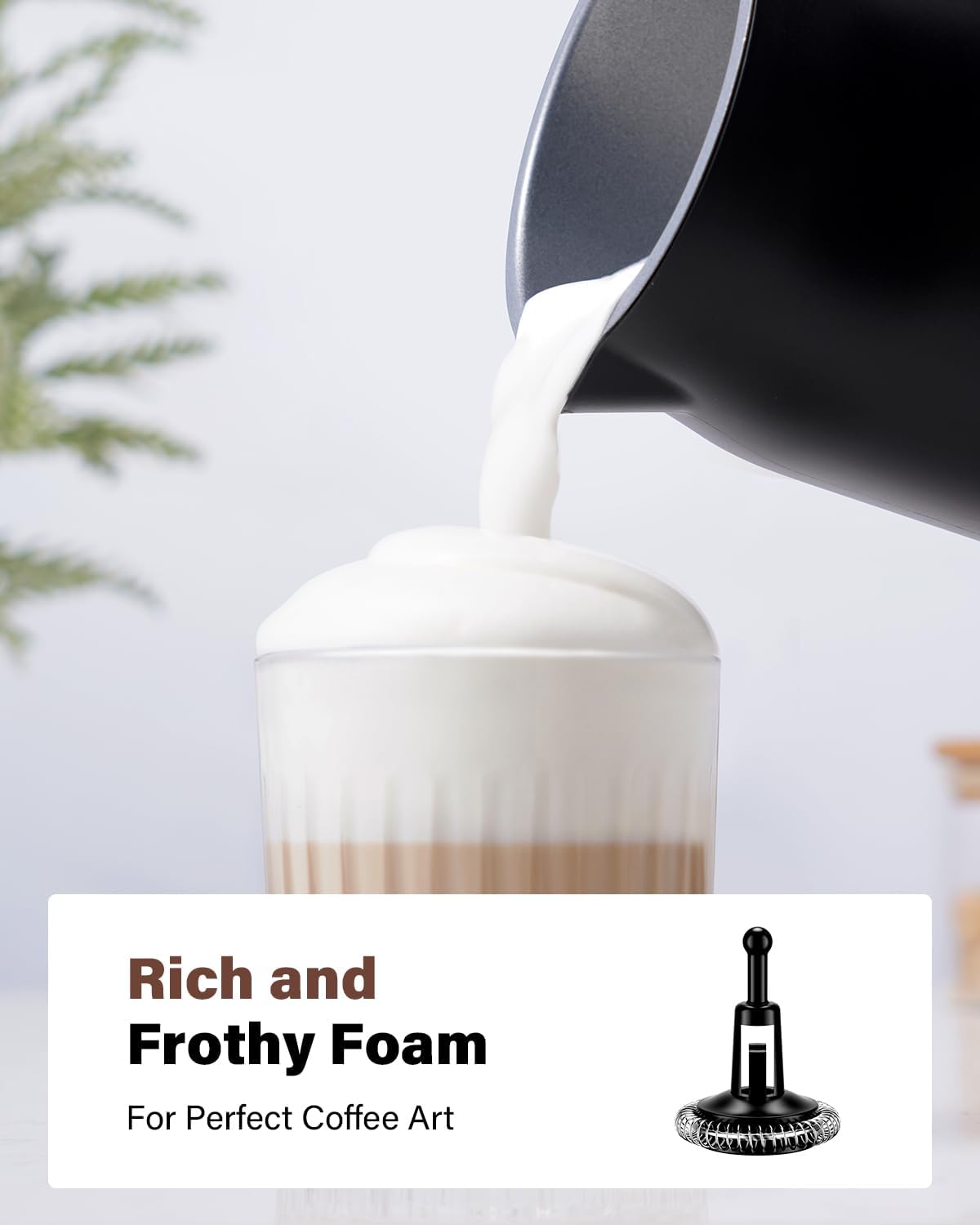 KIDISLE - 4 in 1 Electric Milk Frother with Automatic Temperature Control, Hot Cold Frothing Machine, Fast Foam Machine for Coffee, Latte, Hot Chocolate, Cappuccino, Macchiato,
