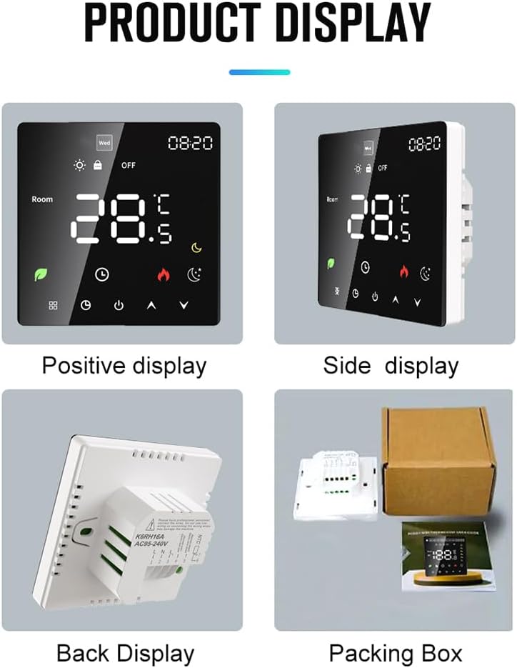 Smart Thermostat, Smart Thermostats for Home, Programmable Thermostat for House with Touchscreen for Wall Mounting (Water Heating)(3A Without Wire, 16A with Wire)