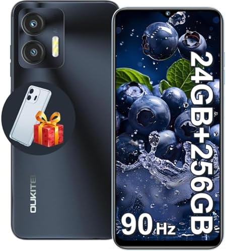 OUKITEL C36 Smartphone, Unlocked Cell Phone Canada, Android 14 Phone, 16GB+256GB/TF 1TB Expandable, 6.56'' HD+ Large Screen, 5150mAh, 4G Sim 3 Card, Fingerprint/Face Unlock Telephone, GPS