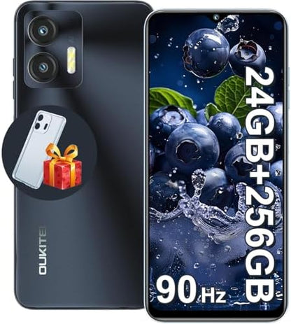 OUKITEL C36 Smartphone, Unlocked Cell Phone Canada, Android 14 Phone, 16GB+256GB/TF 1TB Expandable, 6.56'' HD+ Large Screen, 5150mAh, 4G Sim 3 Card, Fingerprint/Face Unlock Telephone, GPS