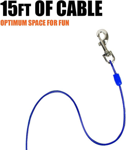 BV Pet Small Tie Out Cable for Dog up to 35 Pound, 25-Feet