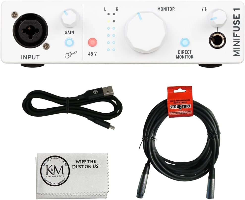 Arturia MINIFUSE2WH Minifuse2 Compact USB Interface White | White, 2 inputs, USB-C audio interface, 24-bit/192kHz, Preamps, Software bundle