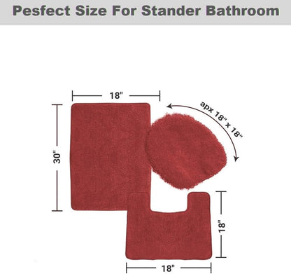 Daniel's Bath & Beyond 3 Piece Solid Luxury Bath Mat, Lime Green, (3PC Solid Luxury)