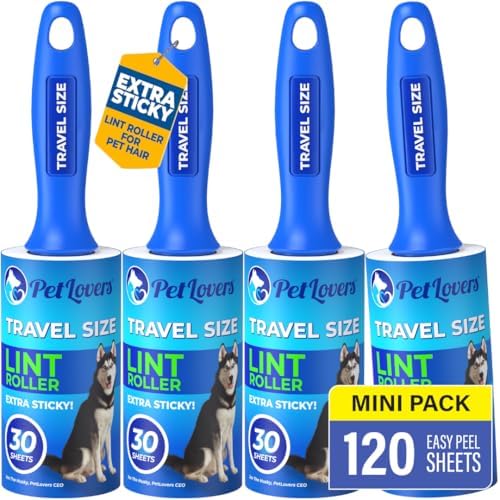 PetLovers Extra Sticky Lint Roller Mega Value Set for Pet Hair Removal, Dog and Cat Lint Remover (1 Pack Reusable)