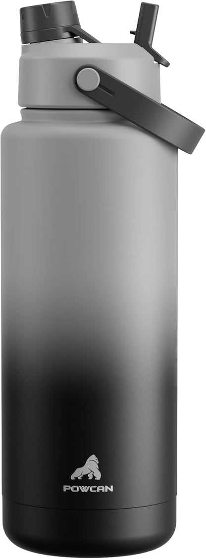 POWCAN 26 oz Insulated Water Bottle with 2-in-1 Straw and Spout Lid, Keep Cold 24H, Leak-Proof, Fits in Car Cup Holder, Stainless Steel Water Bottle for Sports, Travel, and School (Cotton Candy)