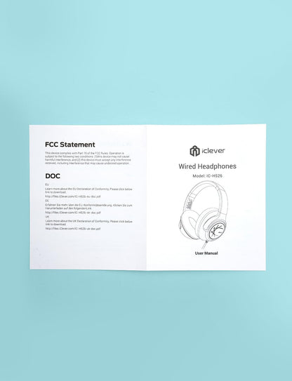 iClever Kids Headphones with Cord, 85dBA Safe Volume Wired Headphones for Kids, Stereo Sound Foldable Adjustable, 3.5mm Jack, Over Ear for School/Boys/Girls/iPad/Tablet/Travel, Blue
