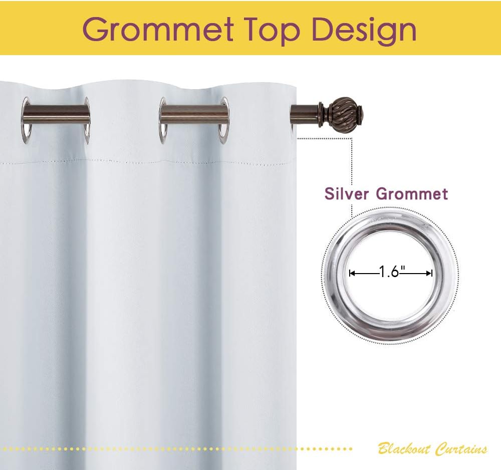 NICETOWN Blackout Curtains 2 Panels for Bedroom- Thermal Insulated Grommet Blackout Curtains 63 Inches Long for Living Room/Kitchen Rideaux occultants (2 Panels, W42 x L63 -Inch,Grey)