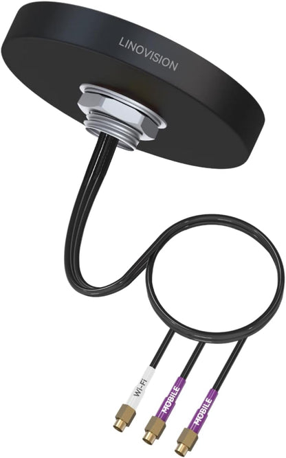 LINOVISION 4G LTE MIMO and WiFi 3-in-1 Combo Antenna, 2X 4G LTE and 1x Dual Band Wi-Fi, Outdoor Roof SMA Antenna for IOT-R32, Inhand IR302, Teltonika RUT241/RUT240