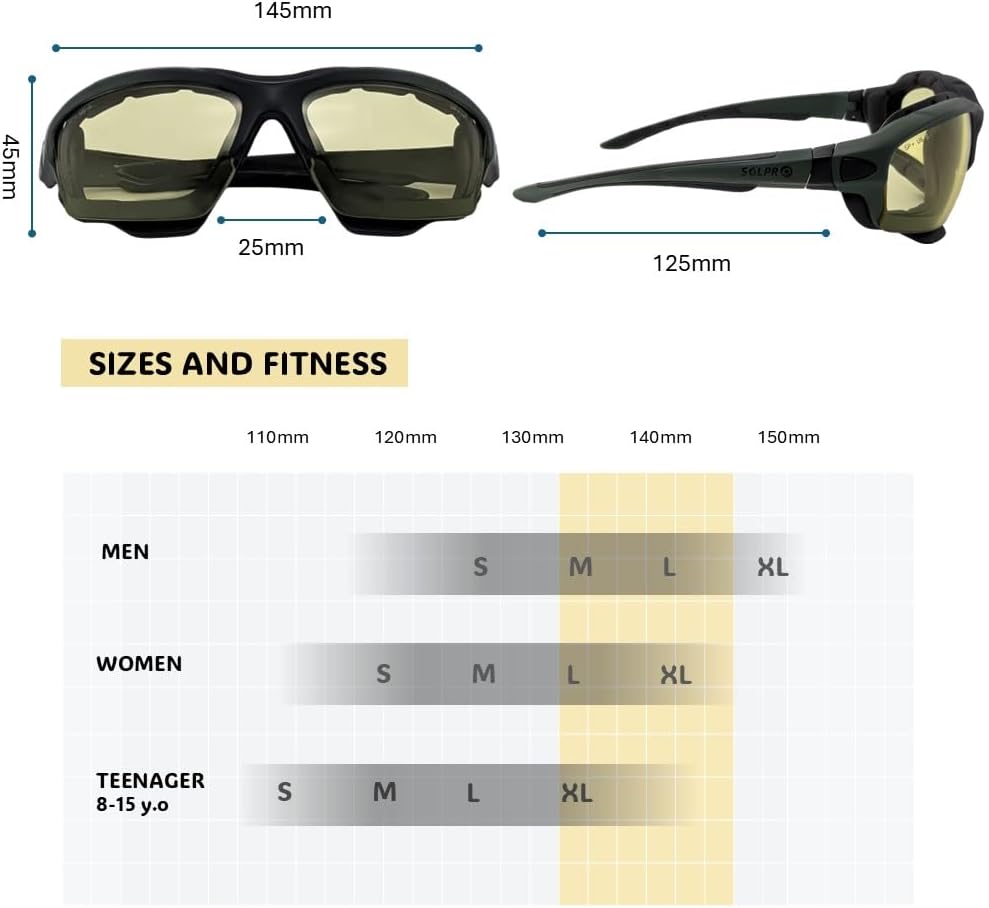 Powersports Glasses Safety Motorcycle Goggle, Anti-fog, Z87 Wrap around, Hunting, Riding, Mowing, Fit Men and Women