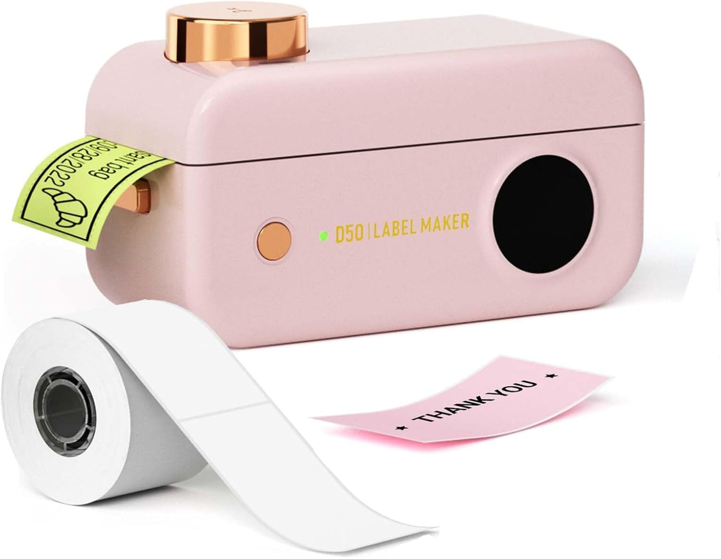 Portable Thermal Label Maker with Cutter, Bluetooth Mini Label Printer for 3/4" to 7/8" Tape, Waterproof Labels for Home, School, Office Organization (Pink) - PuriLite