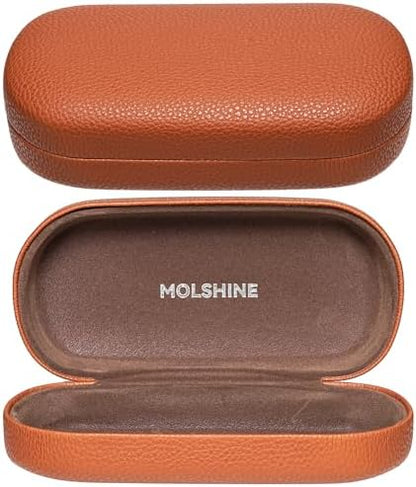 molshine Hard Shell Leather Sunglasses Case,Classic Large Glasses Case for Women Men,Sunglass Eyeglasses