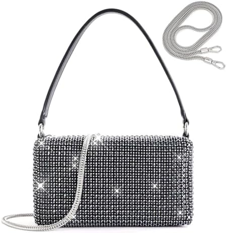 Rhinestone Purse for Women Sparkly Rhinestone Bag Evening Bag Silver Clutch Purses Bling Crossbody Bags for Women