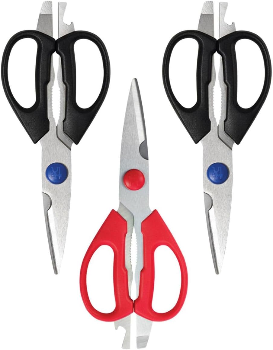 HENCKELS Premium Heavy Duty Ultra Sharp Stainless Steel Multi Purpose Kitchen Shears - 3 PC Set, Value Pack, Non Slip, Scissors, Ergonomic Handles